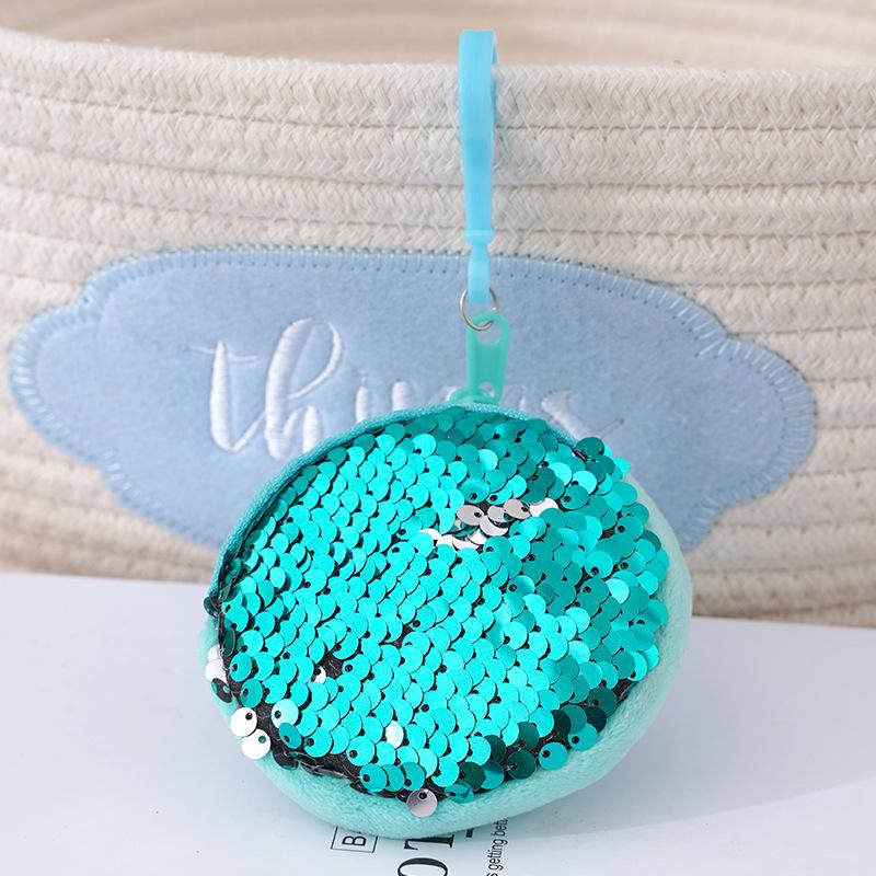 Cute Princess Sequins Circular Shape Baby Bag Solid Color Kid Coin Purse Zero Bags Shiny Children Shoulder HandBags Pendant