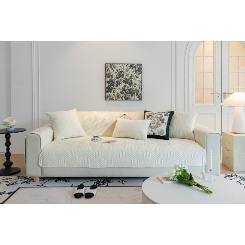 New Sofa Cushion Autumn and Winter Thickened Warm Crystal Velvet Embroidered Sofa Cushion Cover Modern Simple Anti-slip Sofa Towel