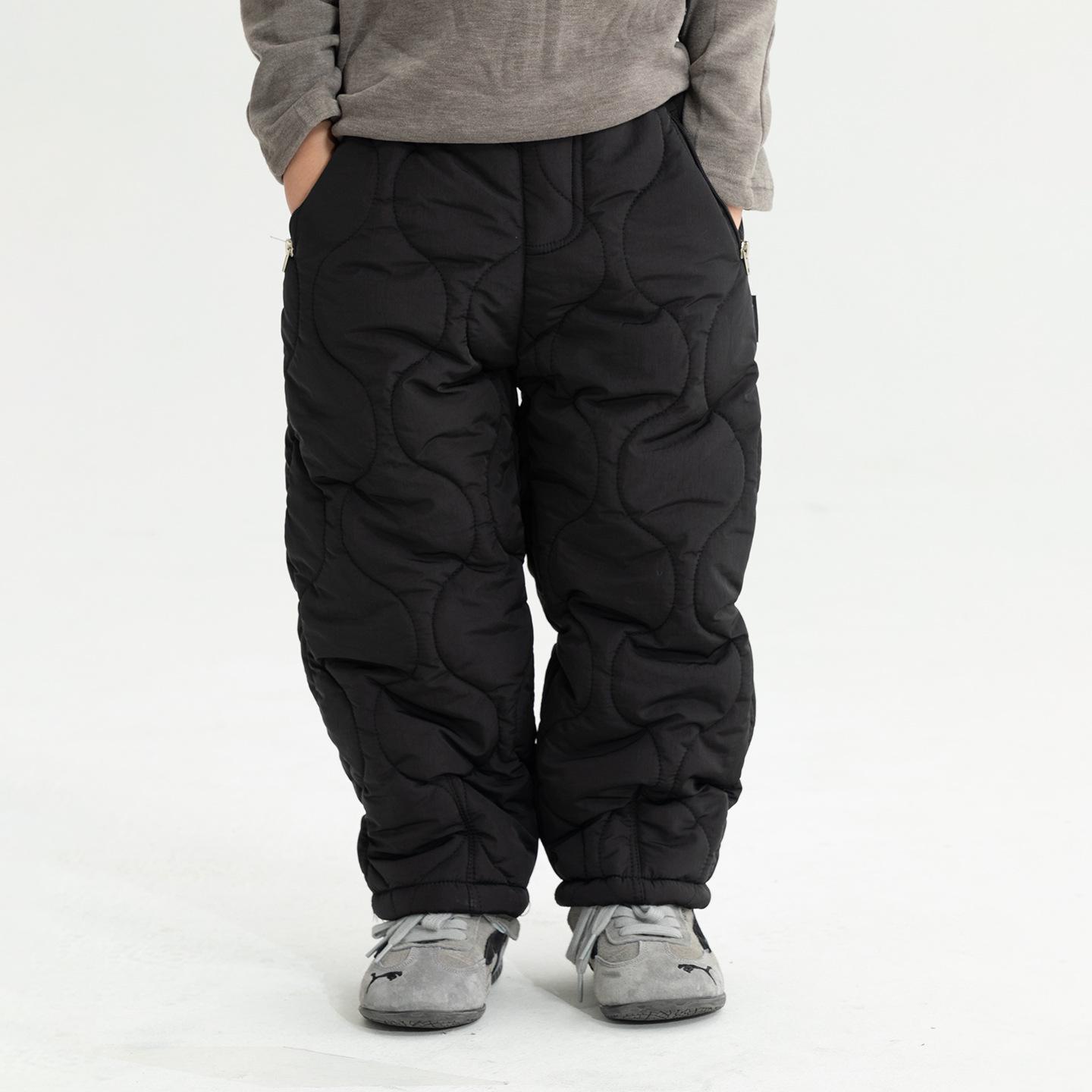 Kids  Quilted Winter Pants: Thick Warm Cotton, Cold Resistant, Casual and Lightweight 90cm