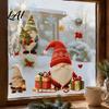 Reusable Static Decals Christmas Gnome Window Cling Waterproof Snowflake Glass Decal PVC Faceless Dwarf Sticker for Holiday Decoration Festive