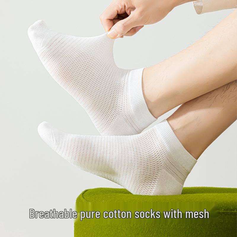 Men's Antibacterial Cotton Socks - Spring, Autumn & Winter Breathable, Sweat-Absorbent Business Style