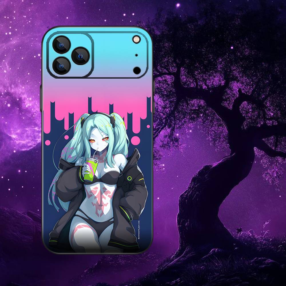 Rebecca C-Cyberpunk E-Edgerunners Phone Case For iPhone 17,16,15,14,13,12,Pro,Max,Plus,E,SE4,Air,Mini Black Soft Box iPhone15