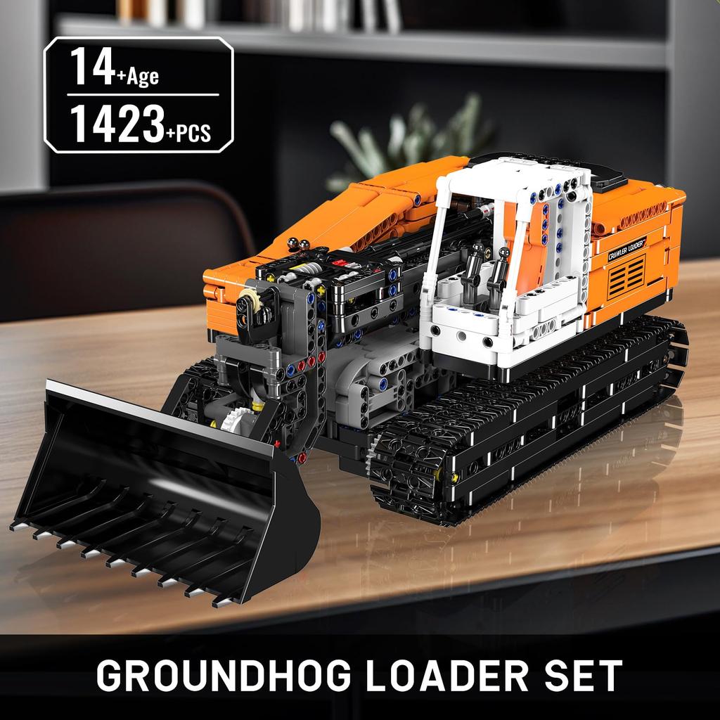 Mould King 17054 Science and Technology Bulldozer Building Blocks Set, APP Remote Control Telescopic Loader Building Blocks Set with Motor, Bulldozer