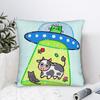 Retro UFO Kidnapped Cow  Pillow Case  Funny Pillow Cover Soft Graphic Cushion Cover Pillowcases For Living Room Chair