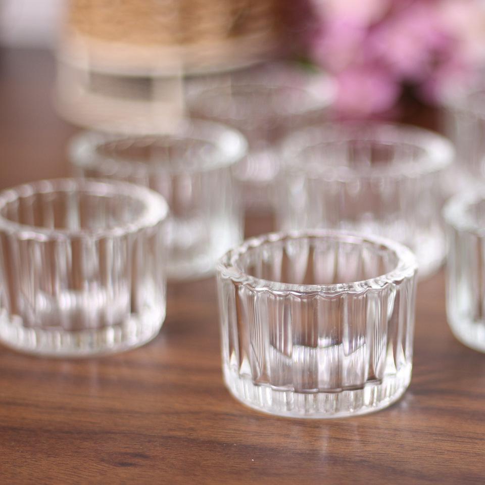 Fresh Striped European Tea Light Glass Candle Holder for Family Atmosphere