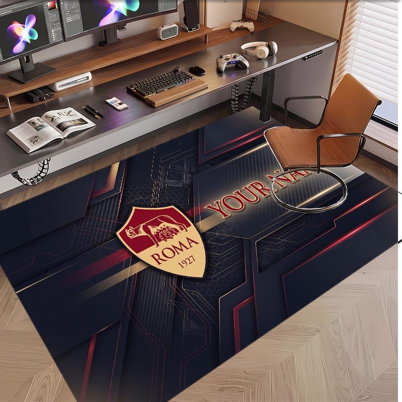 Personalized Crystal Velvet Carpet AS Roma FC Pattern Non Slip Floor Rug