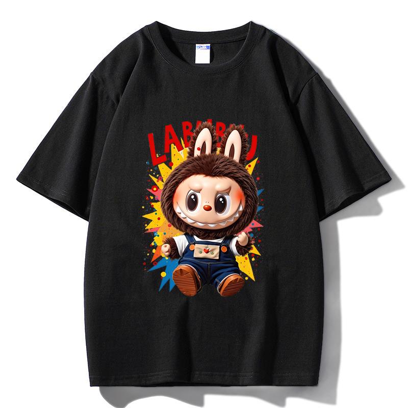

M42 MINISO 2026 Summer Men Women Print Oversized T-shirt Casual Cotton Tee XS чёрный