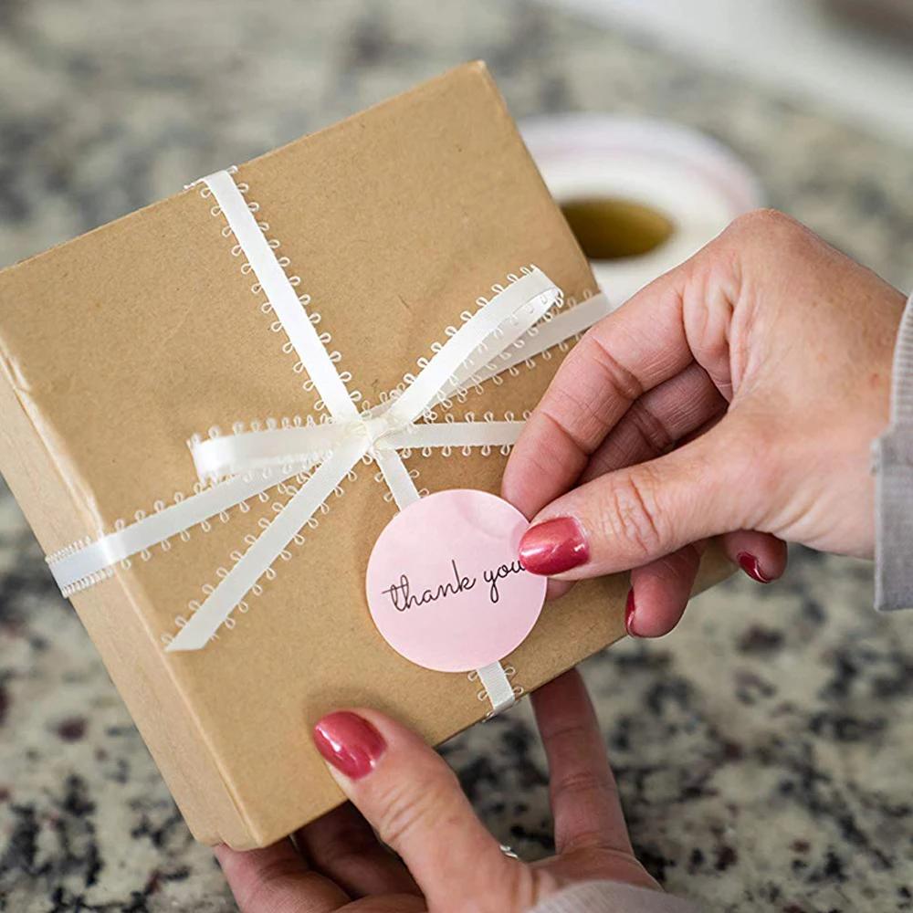 Nou 100-500 buc Autocolant Mulțumesc Plic Sigiliu Scrapbook Autocolant Inimă roz Autocolant rotund drăguț Papetarie Etichete autocolante