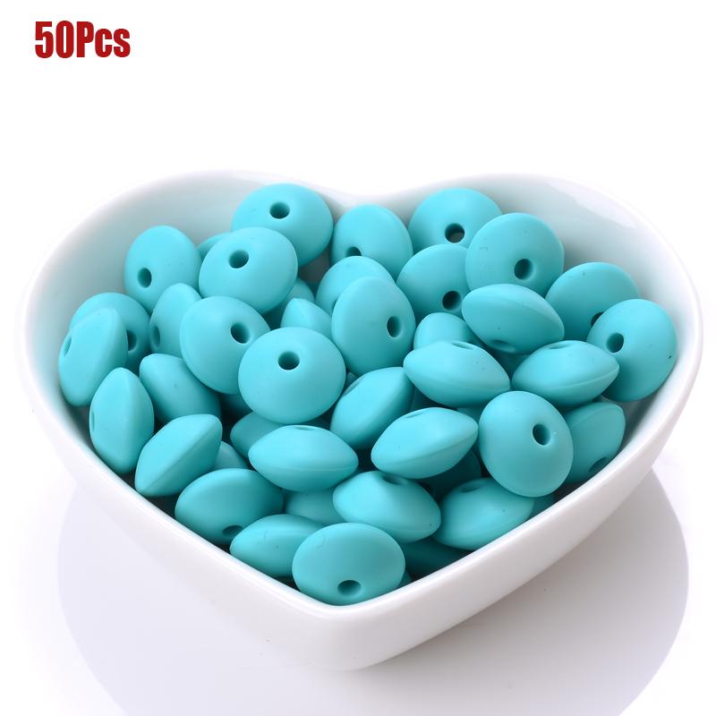 50pcs/lot 12mm Silicone Spacer Beads for DIY Charms Newborn Nursing Accessories Necklace Pacifier Chain Teething Toy BPA Free