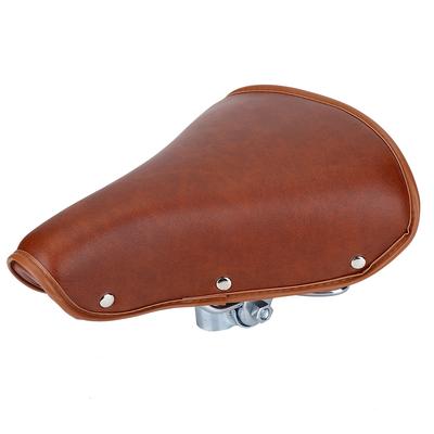 Universal Comfortable Brown Rivets Bike Seat Durable PU Leather Spring Bicycle Saddle