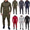 Herren Outdoor Sport Zweiteiliges Kapuzen-Sweatshirt + Einfarbige Hose Zweiteiliges Set