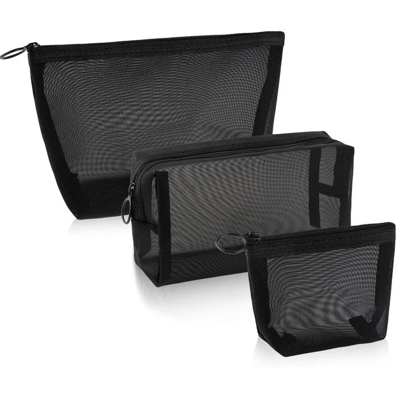 Custodia per Trucco in Rete Trasparente Organizer Pochette Portaoggetti Casual con Cerniera Sacchetti da Toilette per Lavaggio Trucco Donne Viaggio Borsa Cosmetica