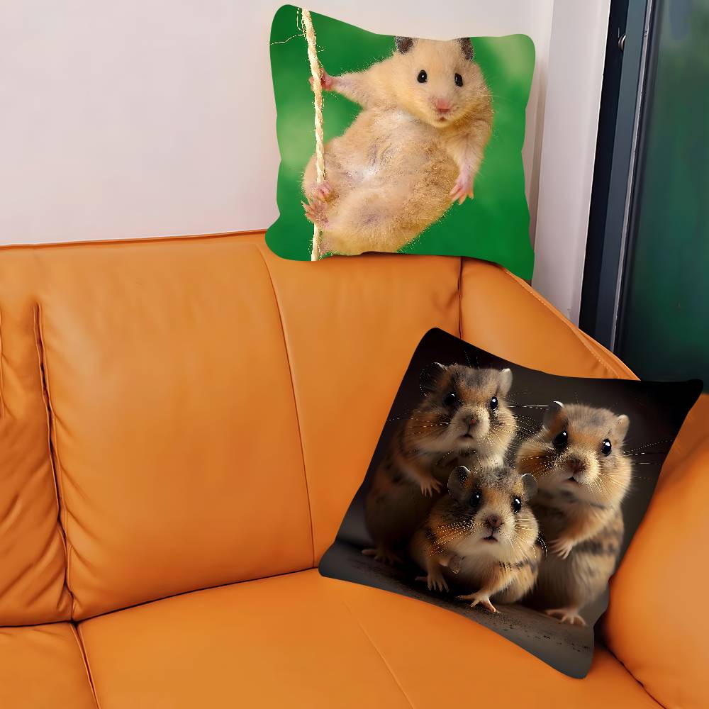 Cute Hamster Pillow Case Removable Washable Cushion Cover – All-Season Soft Linen