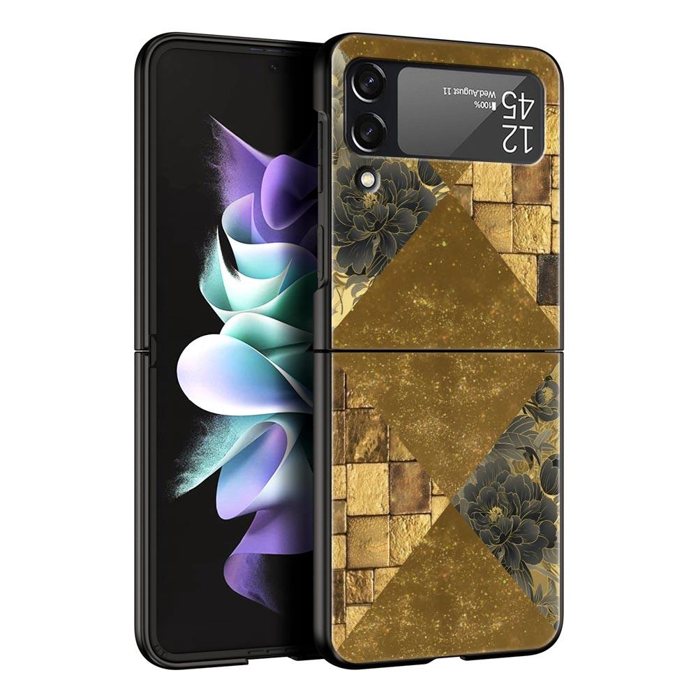 Luxury Vintage Wood Grain Pattern Hard PC Phone Case For Samsung Galaxy Z Flip 7 6 5 4 Black Cover For Galaxy Z Flip 3 Foldable