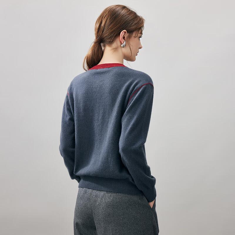 Comonboka Women's Cashmere Baseball Collar Knit Sweater