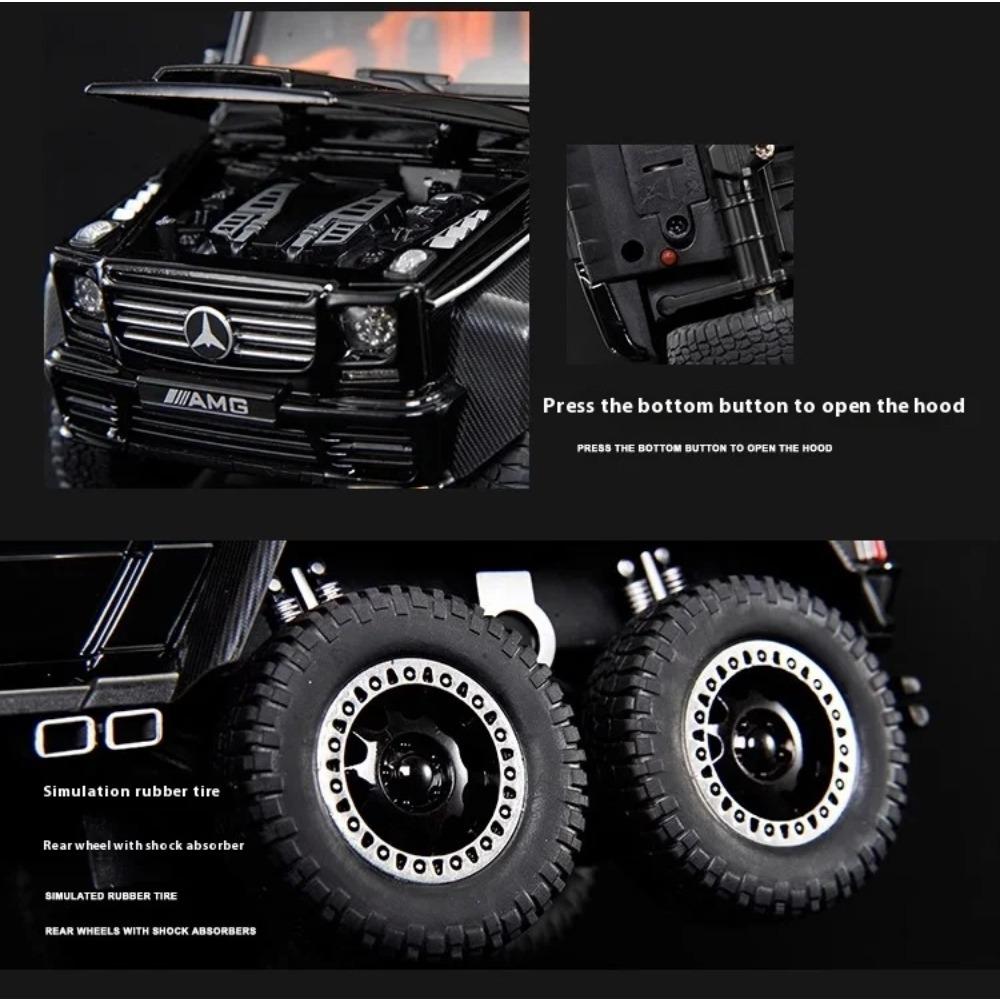1/20 Scale Benz AMG G63 6X6 Off Road SUV Alloy Metal Diecast Car Model Sound and Light Large Hobby Collection Gift for Friend