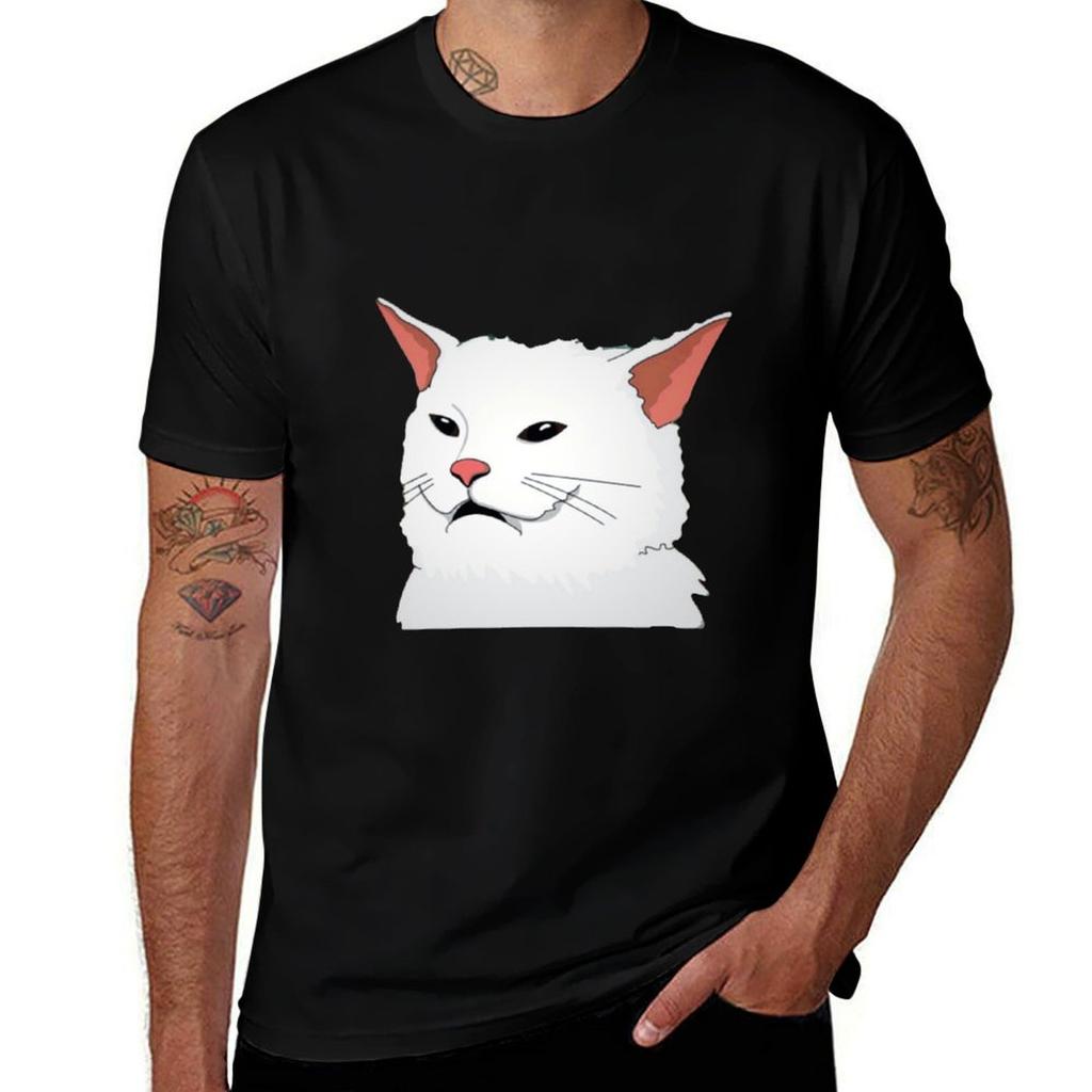 Cat Meme Funny Yelling At Cats Eating Salad TShirt Casual Trendy Streetwear Tee Shirt