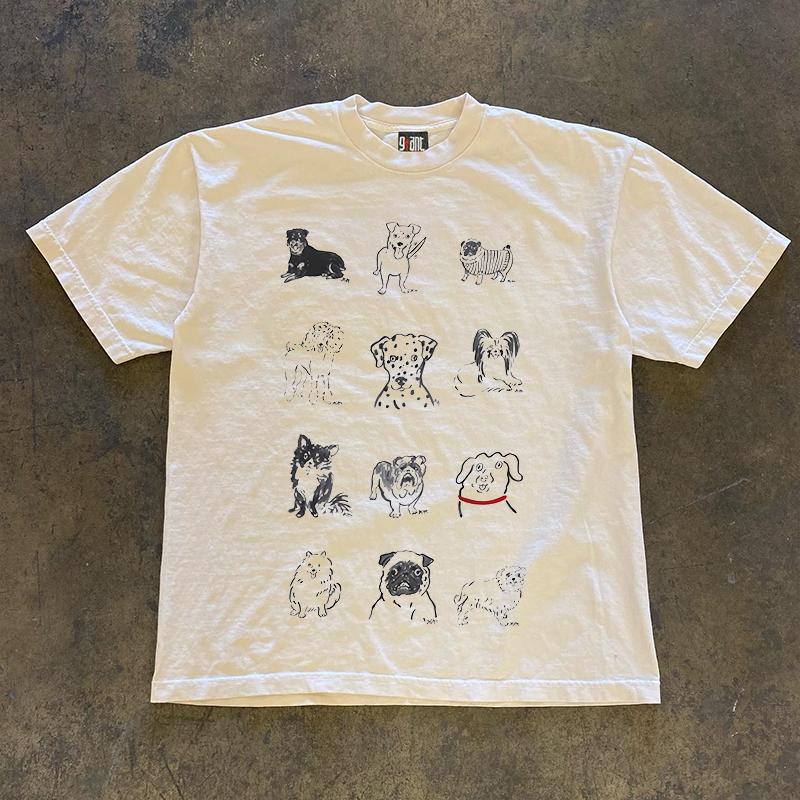 Heavyweight Trendy Americanstyle Hiphop Oversized Retro Shortsleeve Tshirt Stylish Unique Graphic T Shirts Tops Tees