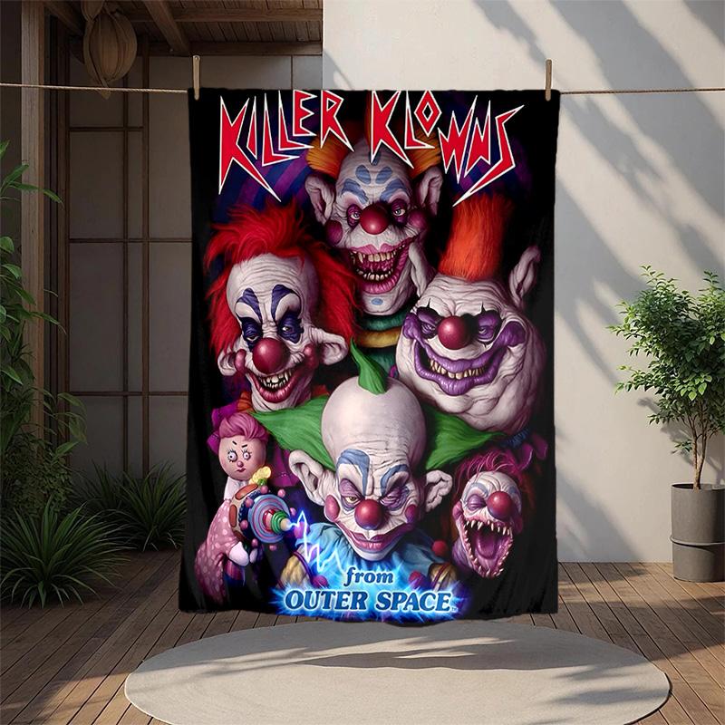 Hororový klaun Cirkus Flanelová deka Měkká teplá Celoroční přehoz, Design pro kempování, Cestování autem, Turistiku Pohovka, Postel, Kancelář Perfektní dárek na večírky