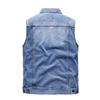 Vestă pentru bărbați, de toamnă, cu pungi, slim fit, albastru, cu un singur piept, de culoare uni