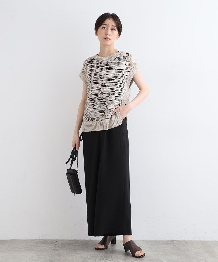 INDIVI Openwork Knit Vest 12719437 Black 05 Knit/Sweater [Washable/Paper Yarn] Women's (019) (XXS)