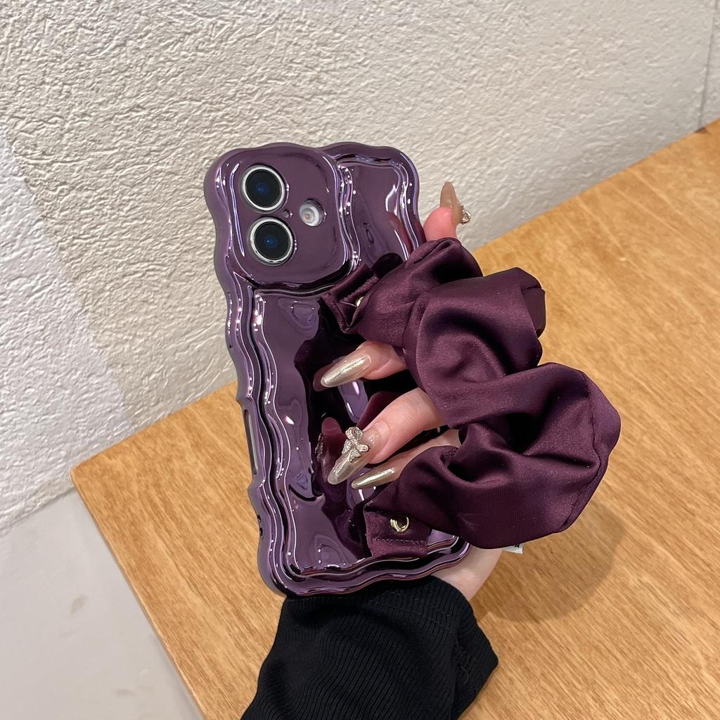 Electroplated premium silk scarf wristband for iPhone16Pro max Apple 17 mobile phone case 15/14 niche style