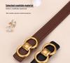Women's Retro Slim Genuine Leather Belt, Versatile and Fashionable, for Dresses and Jeans, with Pin Buckle Decor.