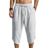 Mens Summer Beach Casual Waffle Knit Loose 3 4 Shorts