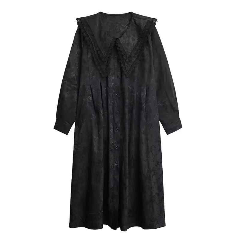 XITAO Lace Patchwork Peter Pan Collar Dresses LJ1060