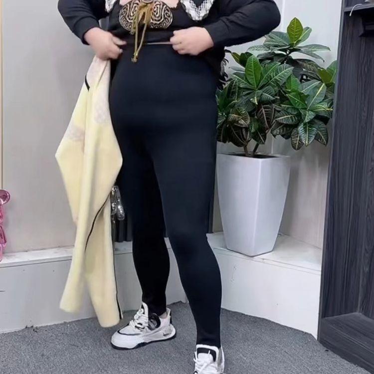 

Осенние теплые флисовые леггинсы с высокой талией, эластичные, с контролем живота, больших размеров для женщин 5XL чёрный