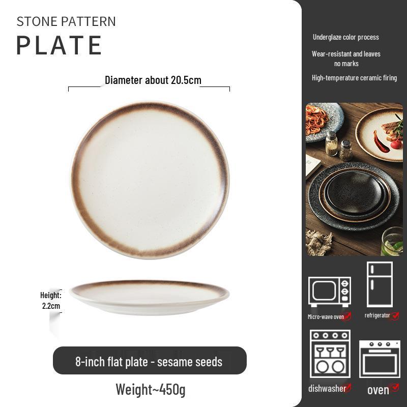 Retro Japanese Ceramic Plate: Creative Black Glaze Dish for Home and Restaurant