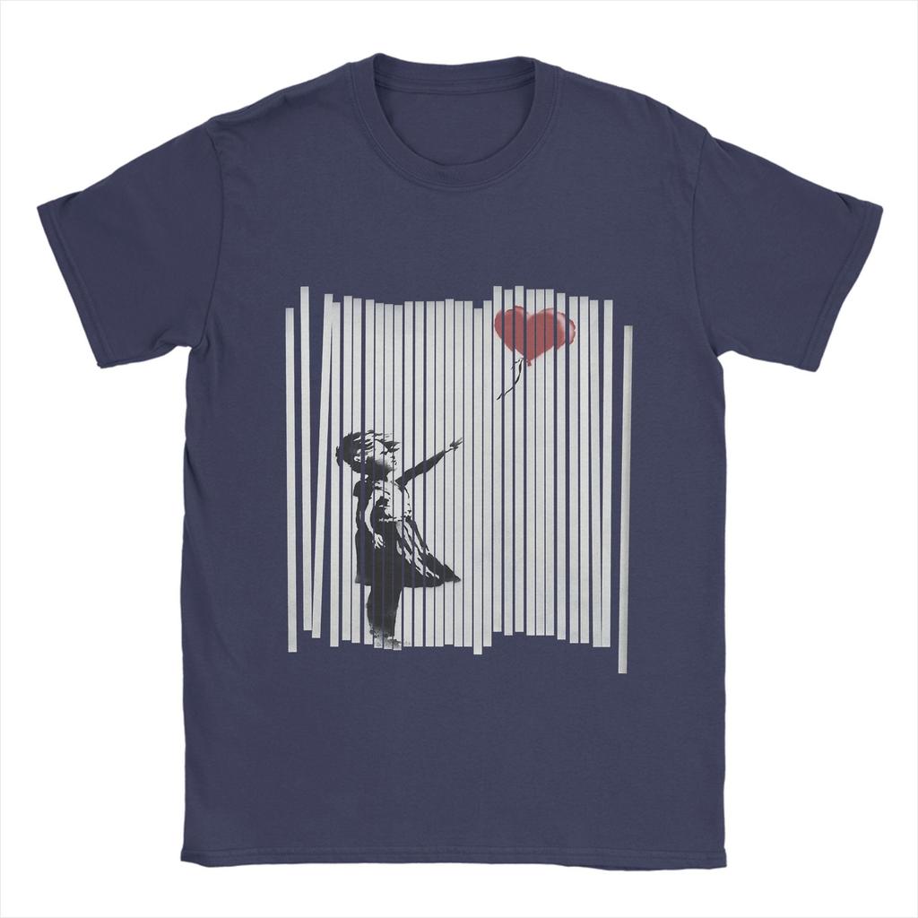 Banksy T-Shirt Sommer Zerrissenes Ballonmädchen Neuheit T-Shirts Herren Reine O-Ausschnitt Übergröße Kleidung Kurze Ärmel Lustiges T-Shirt