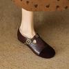 Camellia Retro Mary Jane Frosted New Single Shoes Flat Bottom Shallow Mouth Versatile Round Head Velvet Warm Leather Shoes