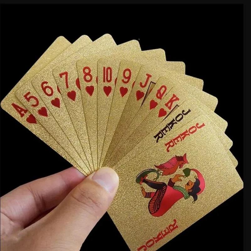 24K Gold Spielkarten Plastik Poker Spielkarten Deck Folien Pokerkarten Pack Magie Wasserdichte Karten Geschenk Sammlung Spiel