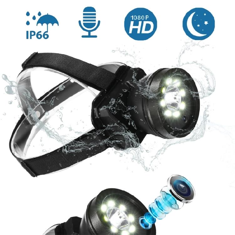 Head Mount Camcorders Headband Mounted Camera Waterproof Headlamp with Camera