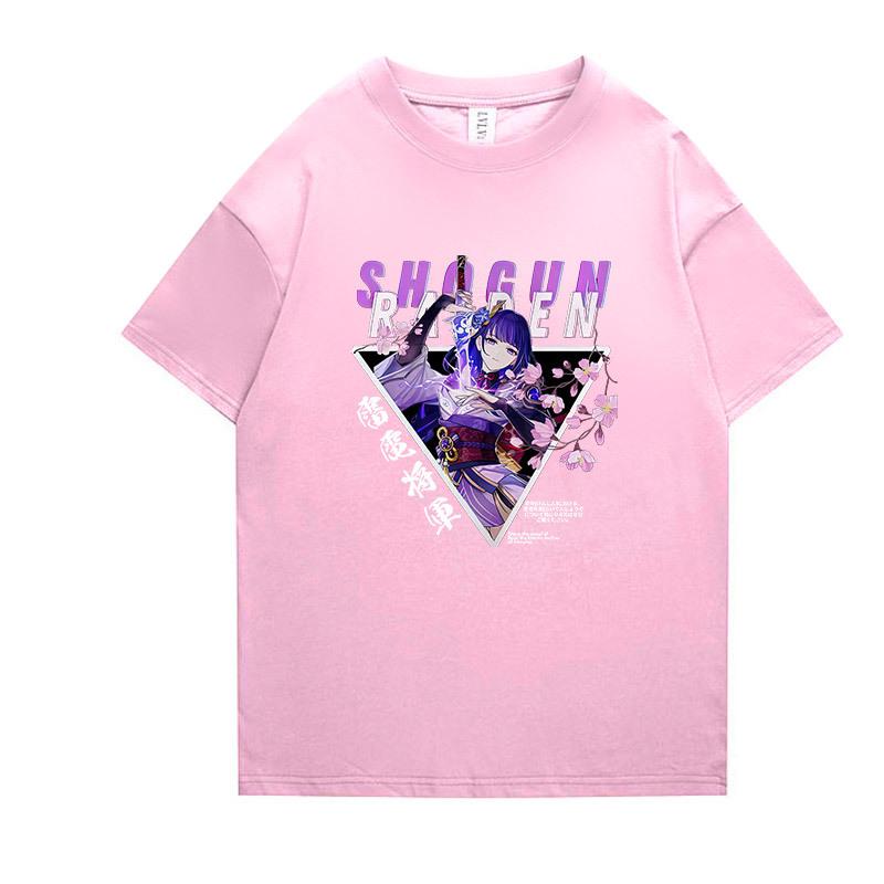 

Хлопковая футболка Genshin Impact Thunderbolt General с короткими рукавами для мужчин и женщин XXXL