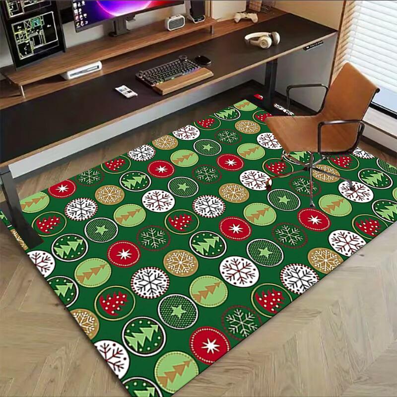 1PC Christmas Tree Snowflake Extra Large Non Slip Floor Carpet, Office, Family, Bedroom, Large Area Rug Indoor Rugs, Vibrant Colors