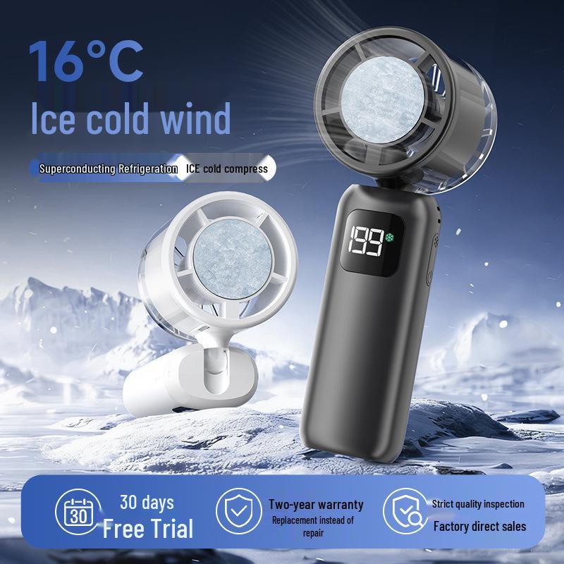 Portable High-Speed Foldable Fan with Ice Pack – Handheld, Neck Hanging, Silent for Office Use