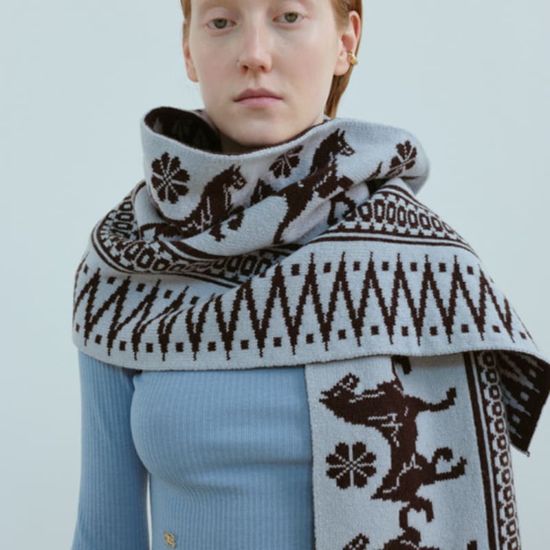 MOONSWARD blue & BROWN CLASSIC PATTERN MUFFLER