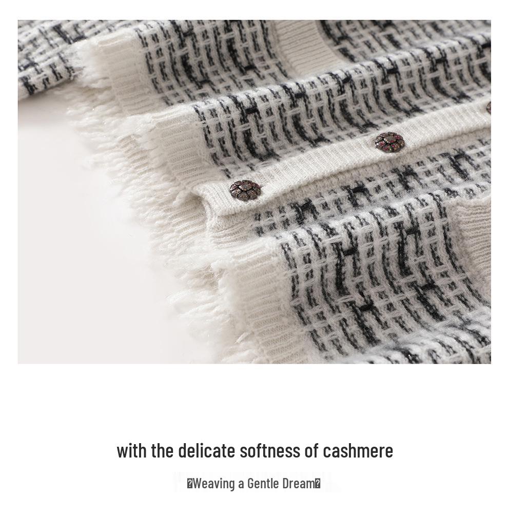 Lekasha Women's Cashmere Cardigan - Coco Style, Round Neck, Fashionable Knitwear for Autumn/Winter