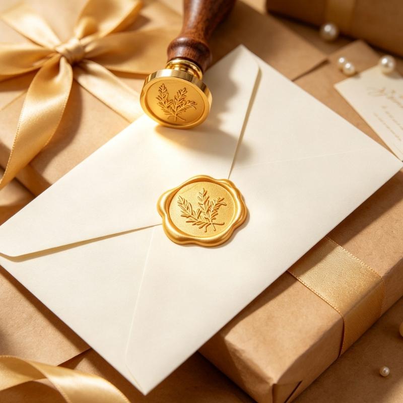 Wax Seal Labels with Adhesive Backing 60-Piece Raised Leaf Relief Stickers for Invitations, Envelopes, and Gift Packaging