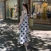 French round neck loose and thin design polka dot dress women's summer new simple sleeveless A-shaped skirt