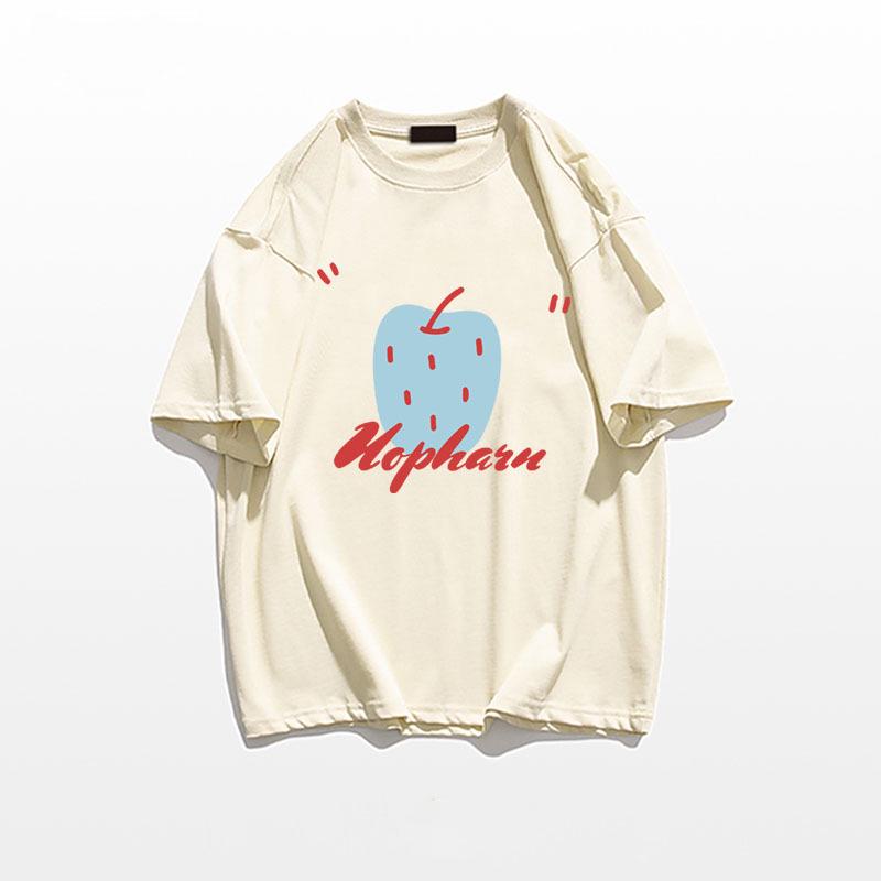 

2025 Женский топ больших размеров из чистого хлопка с коротким рукавом - Американский стиль 3XL абрикосовый