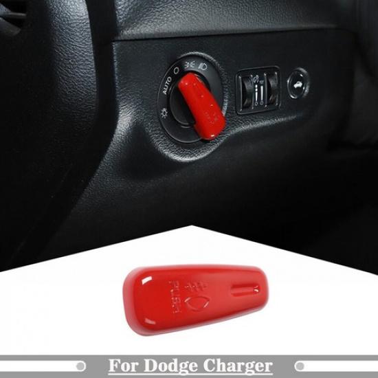 For 2011- Dodge Charger Red Headlight Switch Control Button Decor Cover Trim