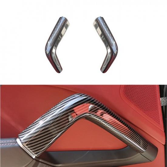 Pair Luxury ABS Carbon Fiber Car Inner Center Handle Cover For Cayenne 14 15 16 Center Left + Center Righ