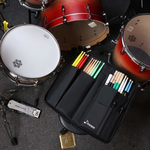 Donner Drumstick Case, Holds 12 Pairs, Large Capacity Stick Bag, 600D Oxford Cloth, Black