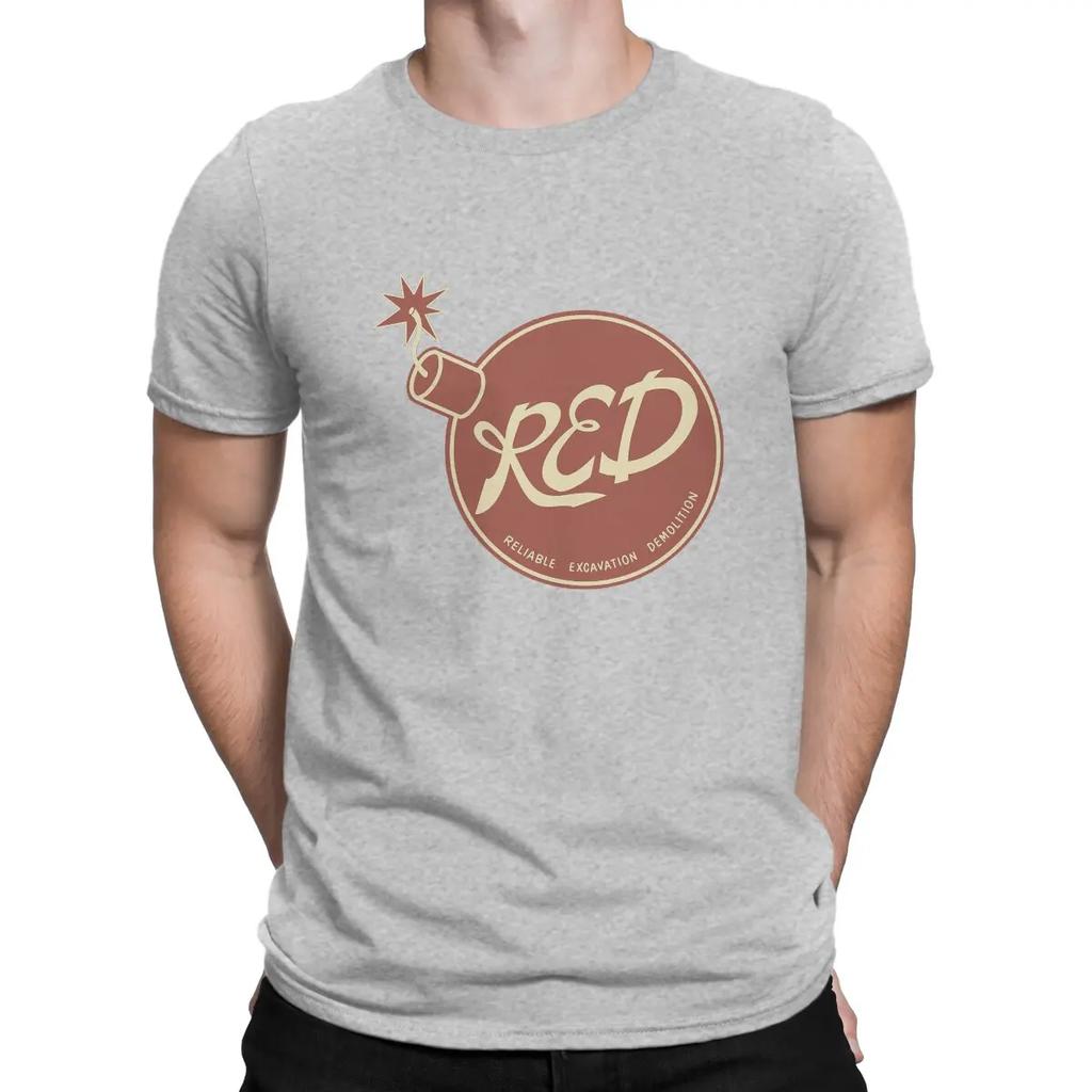 Red Bomb T Shirt Men's  Pure Cotton Funny T-Shirts Round Neck Team Fortress Game Tees Short Sleeve Tops Printed