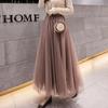 Fustă de Tulle cu Trei Straturi pentru Femei de Primăvară Talie Înaltă Lungime Medie Fustă Pufoasă Culoare Solidă Elegantă Fustă de Prințesă Fustă plisată A-line
