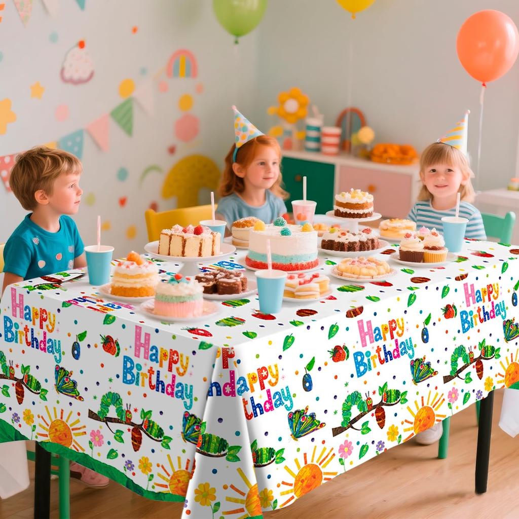 137 X 274cm The Very Hungry Caterpillar Tablecloth, 3 Pcs Hungry Caterpillar Party Tablecloth for The Very Hungry Caterpillar Birthday Decorations