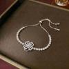 European & American Women's Zircon Flower Necklace & Rotatable Pendant Earrings Set